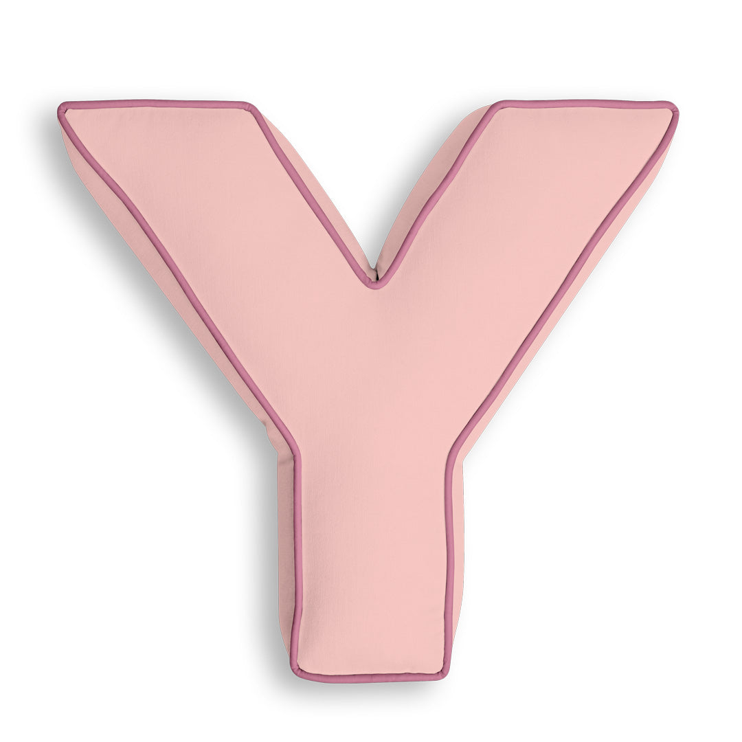 Personalised Letter Cushion 'Y' in Soft Pink