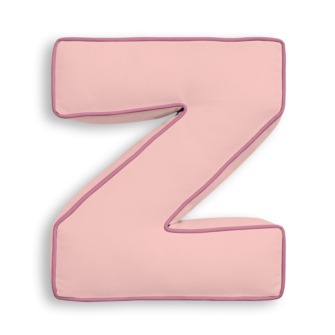 Personalised Letter Cushion 'Z' in Soft Pink