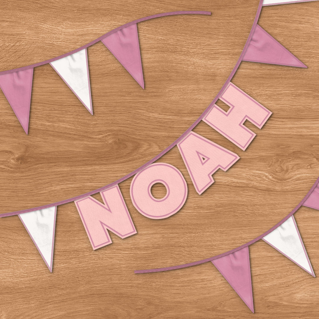 Personalised 4 Letter Name Bunting in Soft Pink