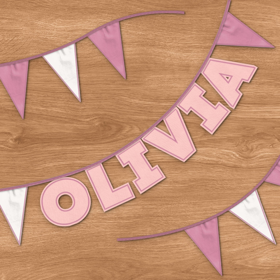 Personalised 6 Letter Name Bunting in Soft Pink