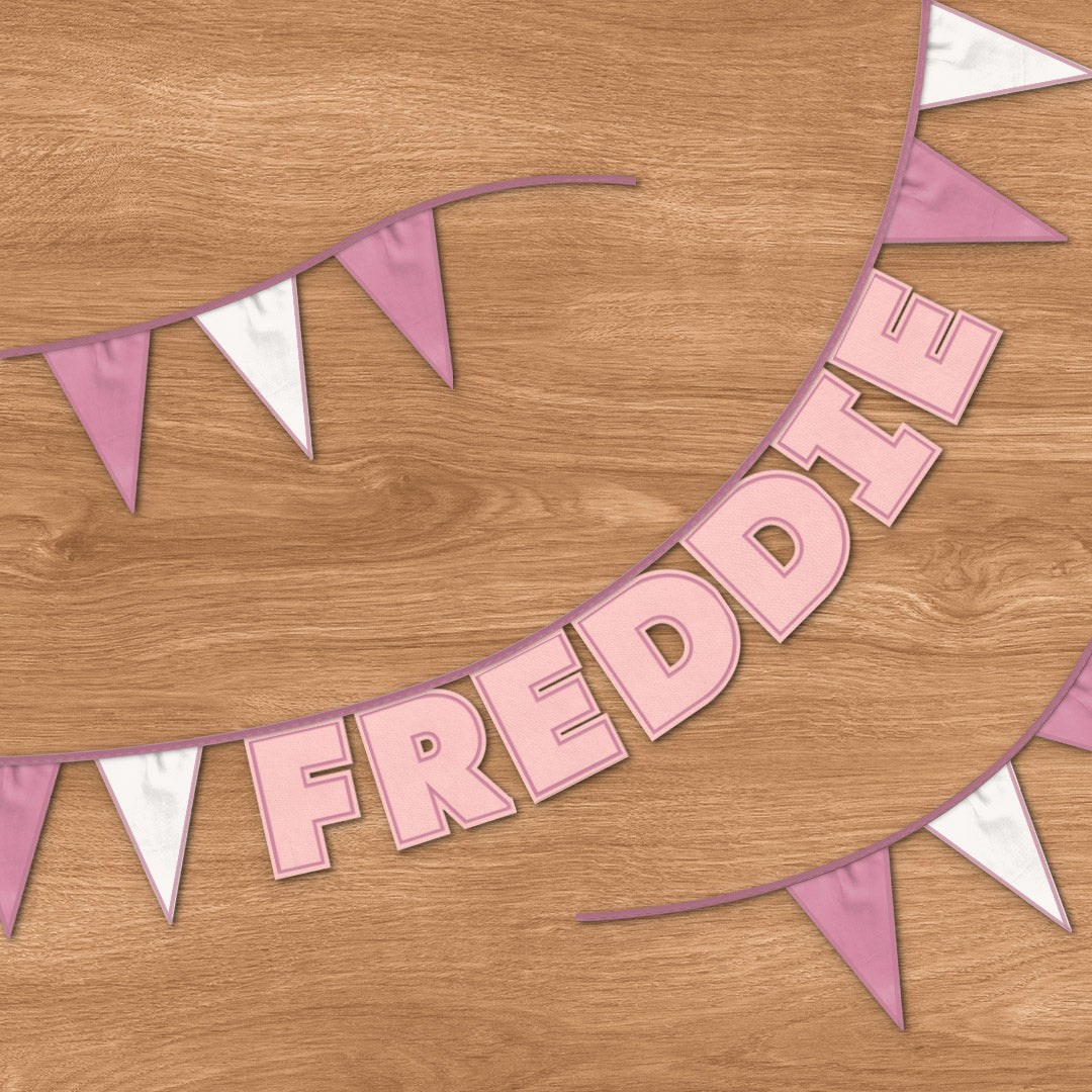 Personalised 7 Letter Name Bunting in Soft Pink