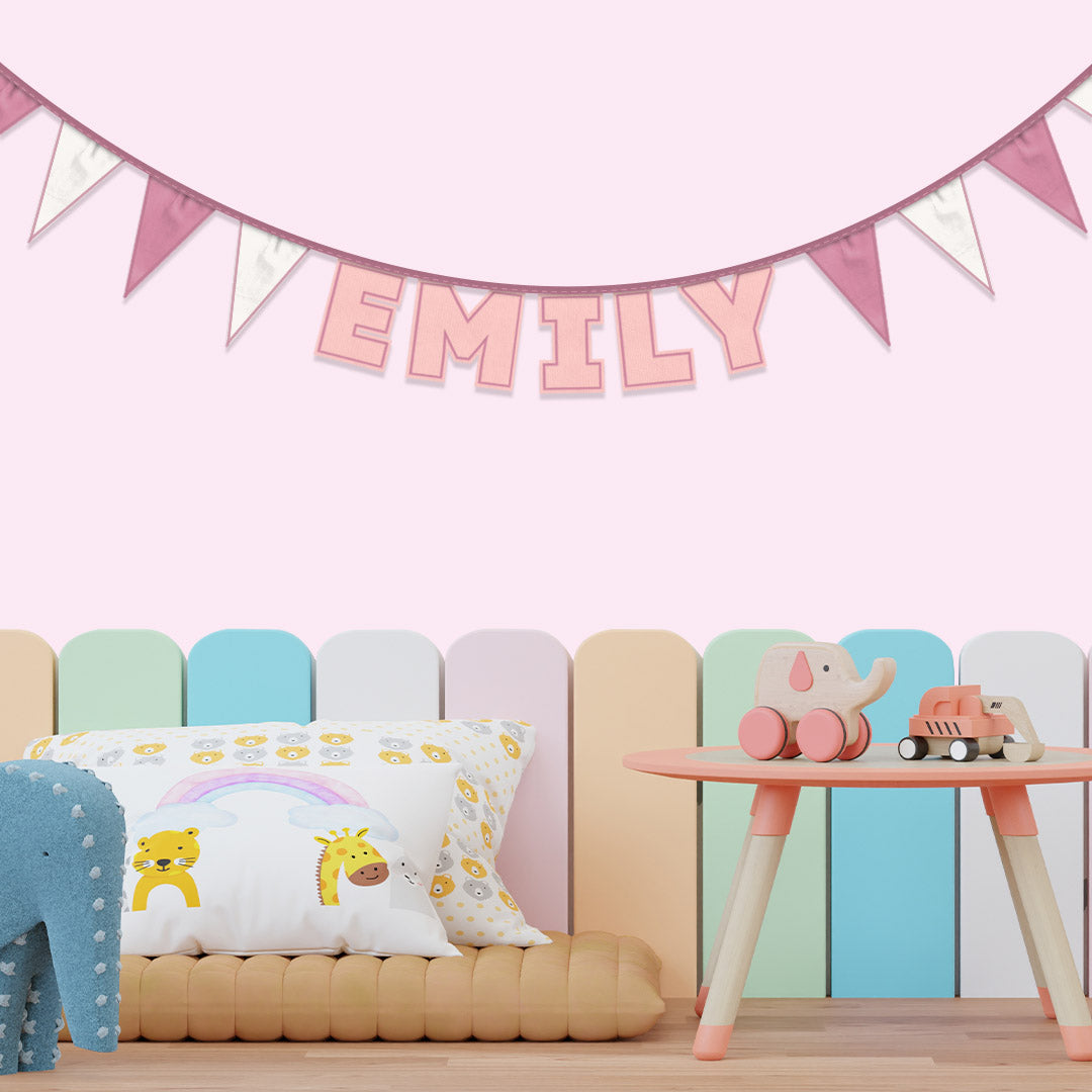 Personalised 5 Letter Name Bunting in Soft Pink