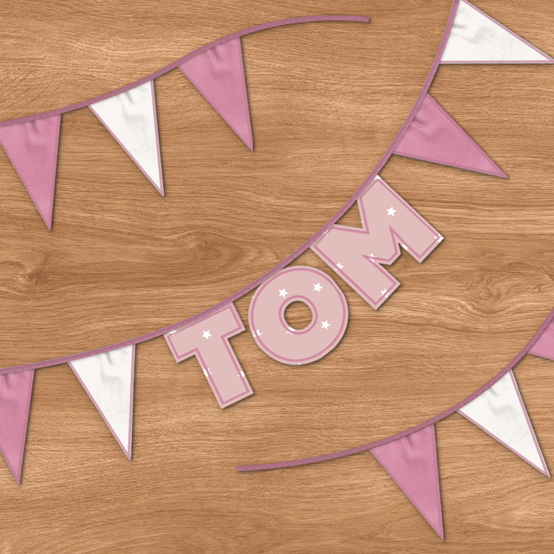 Personalised 3 Letter Name Bunting in Pink Stars