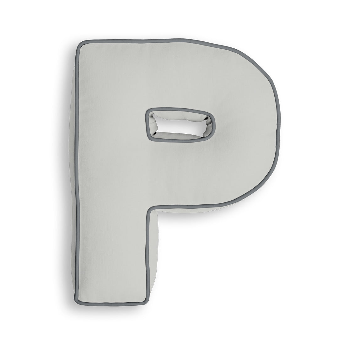 Personalised Letter Cushion 'P' in Silver