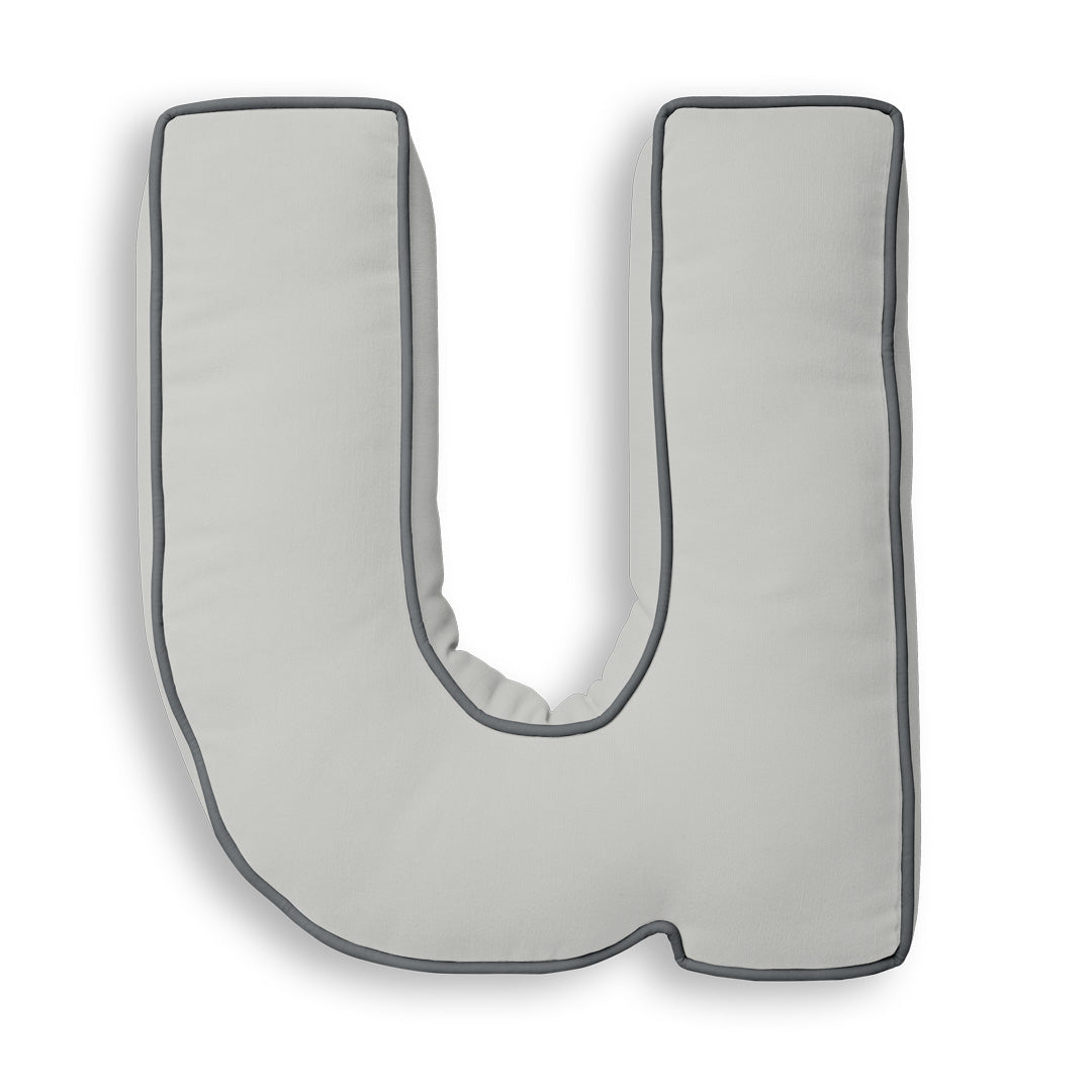 Personalised Letter Cushion 'U' in Silver