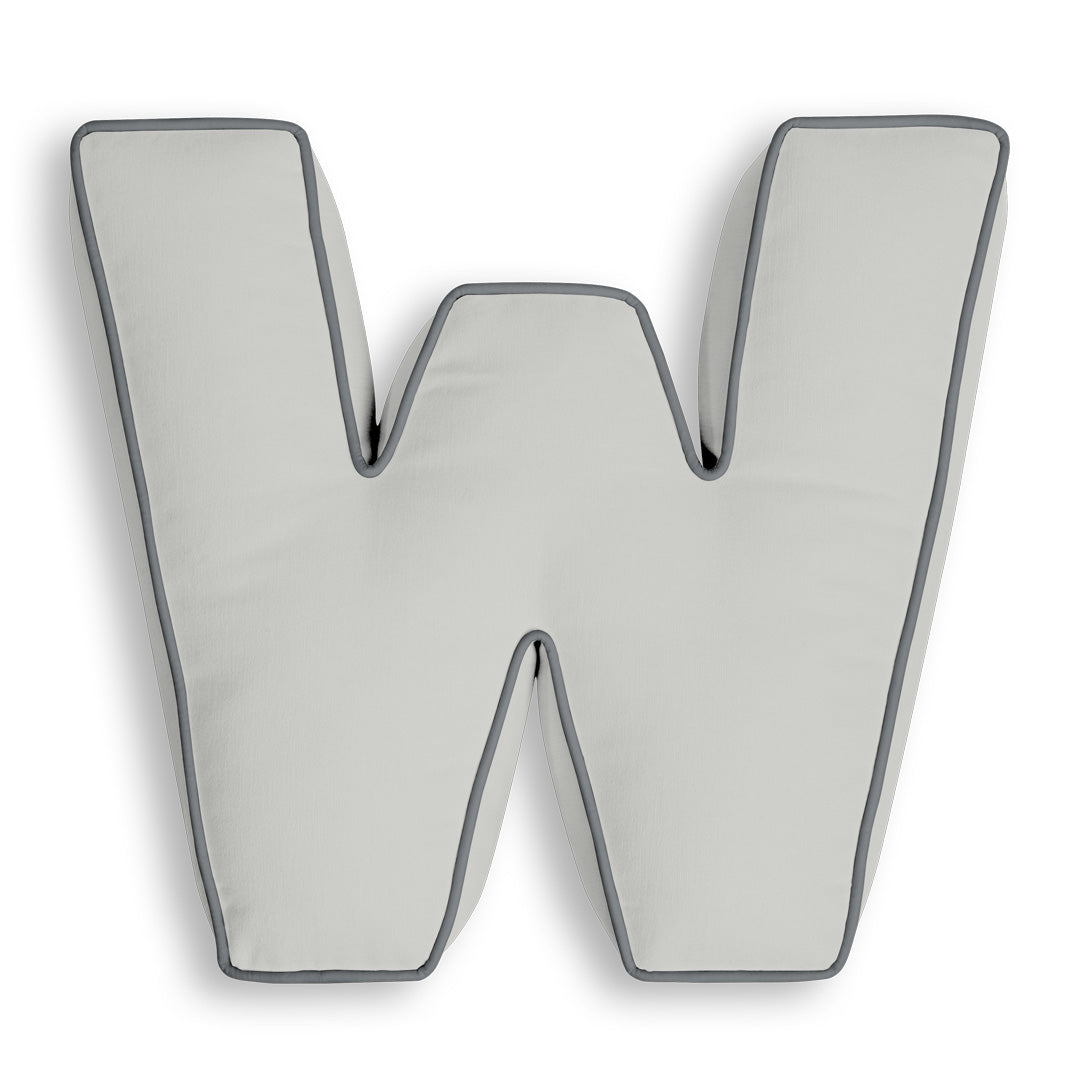 Personalised Letter Cushion 'W' in Silver