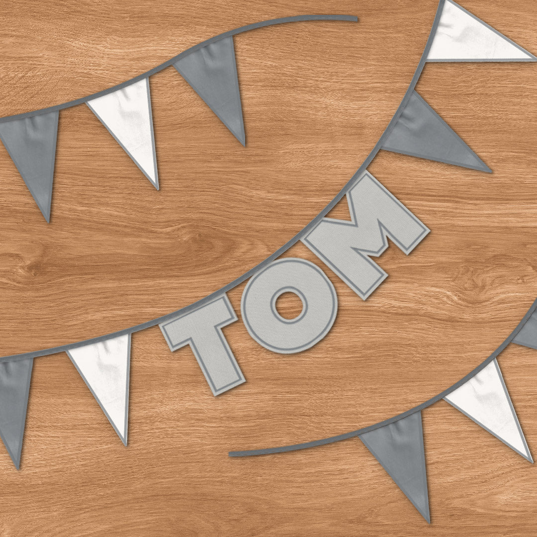 Personalised 3 Letter Name Bunting in Silver