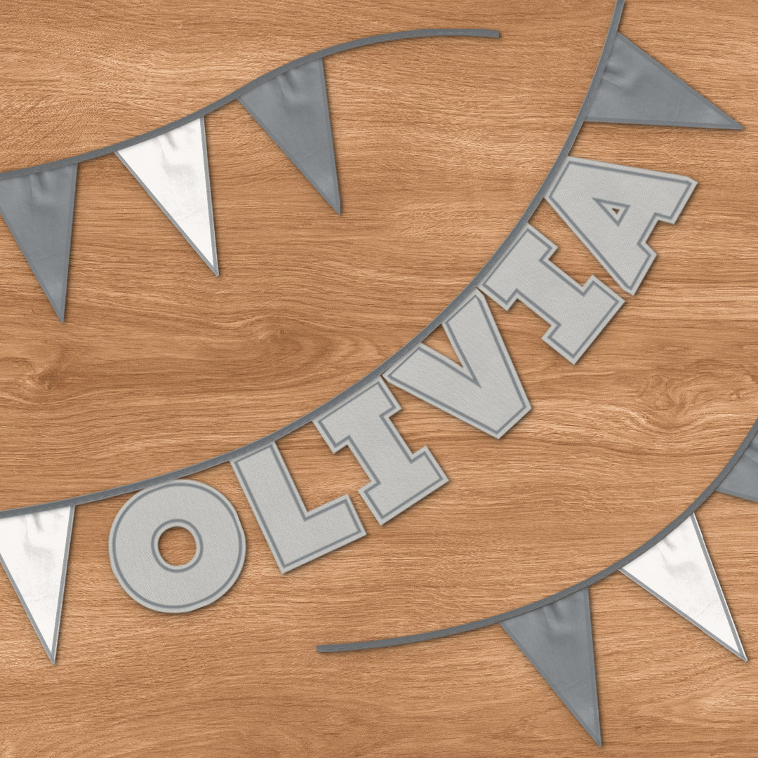 Personalised 6 Letter Name Bunting in Silver