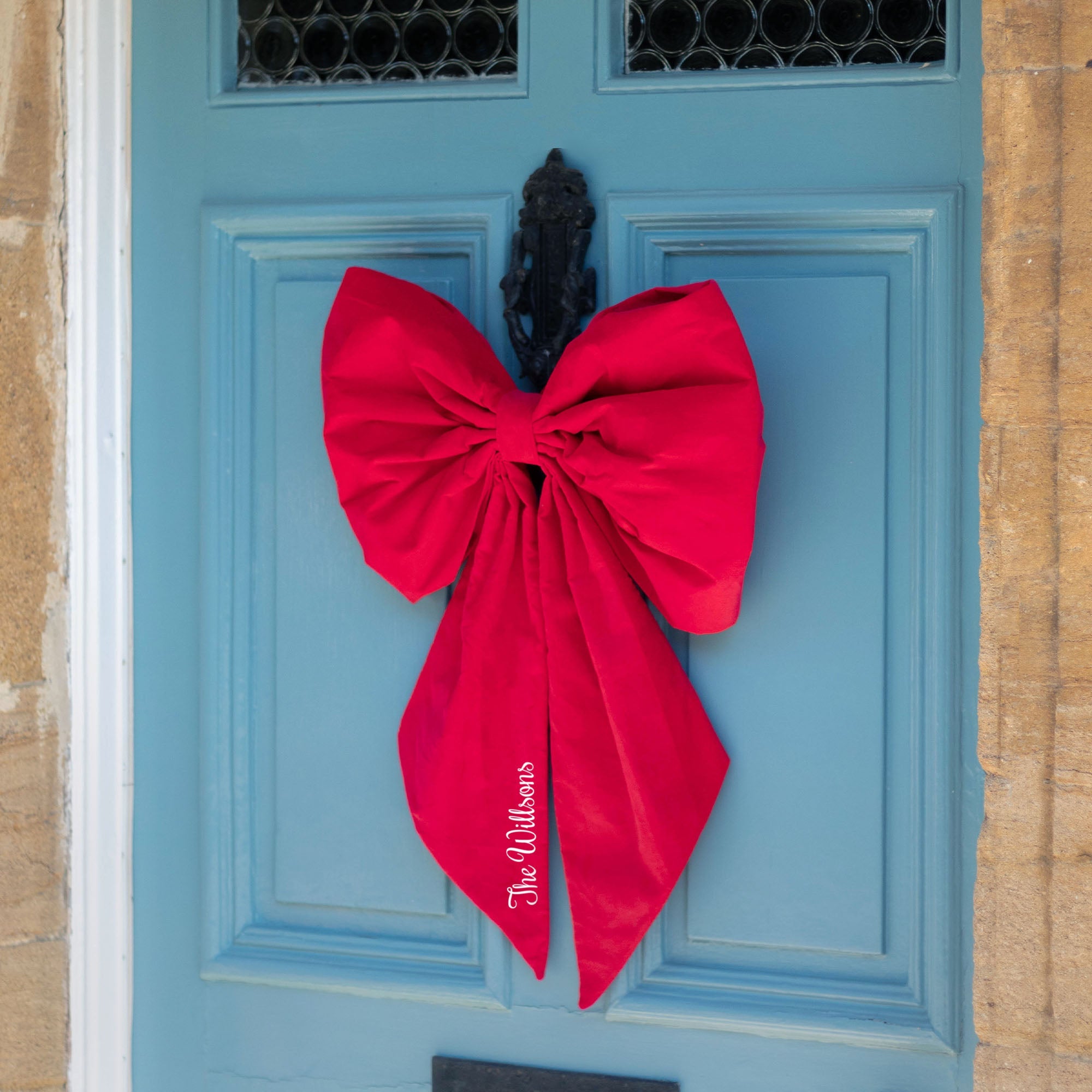 Personalised Handmade Red Christmas Door Bow