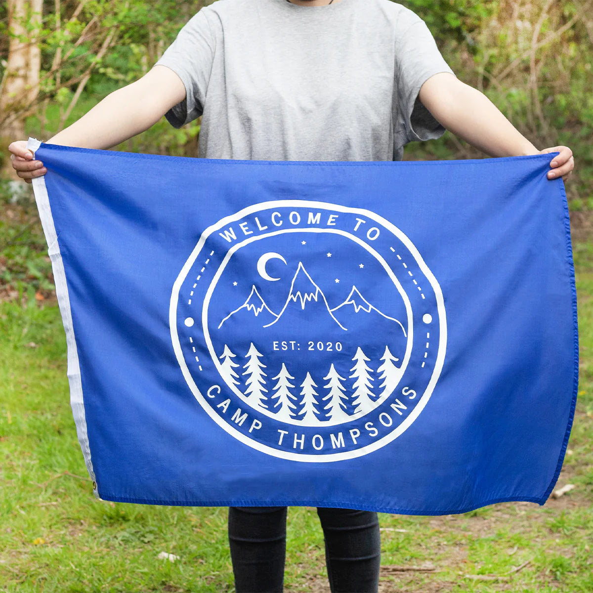 Personalised Logo Camping Flag in Blue