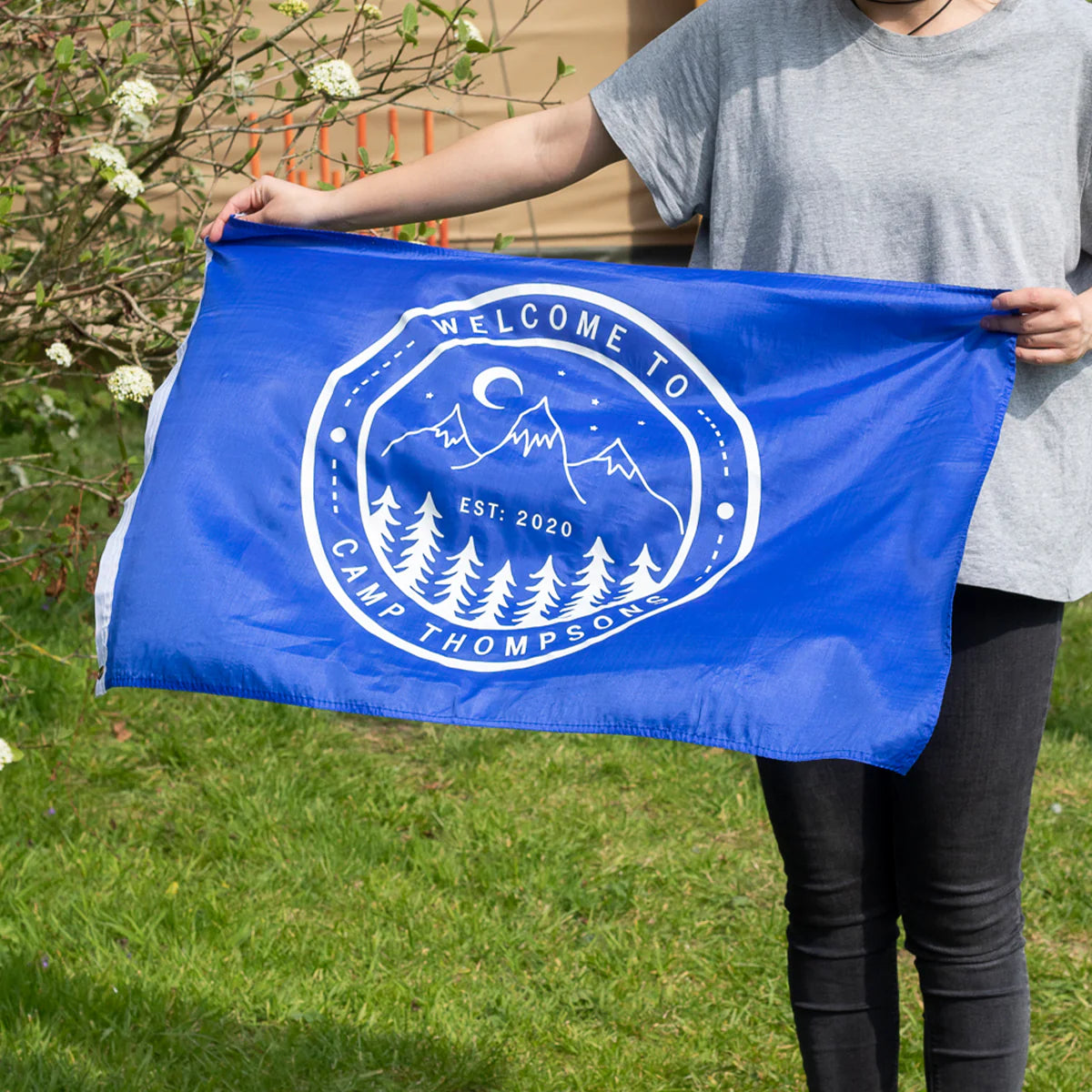 Personalised Logo Camping Flag in Blue