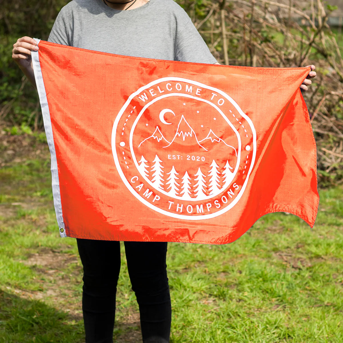 Personalised Logo Camping Flag in Orange