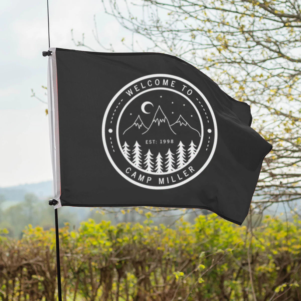 Personalised Logo Camping Flag in Black
