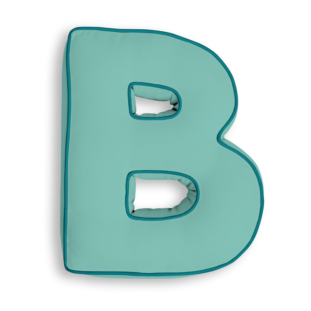 Personalised Letter Cushion 'B' in Soft Teal