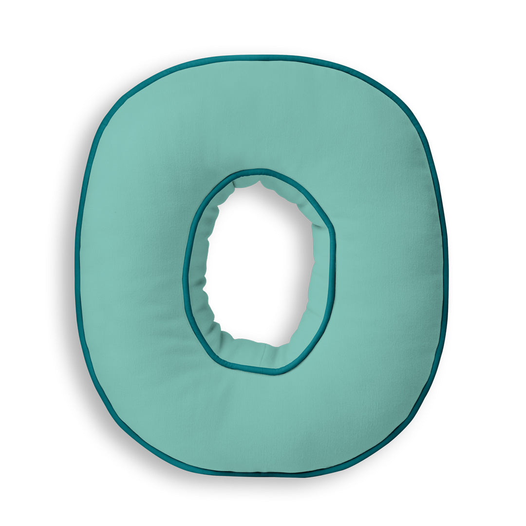 Personalised Letter Cushion 'O' in Soft Teal