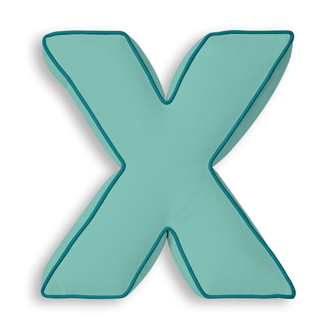 Personalised Letter Cushion 'X' in Soft Teal