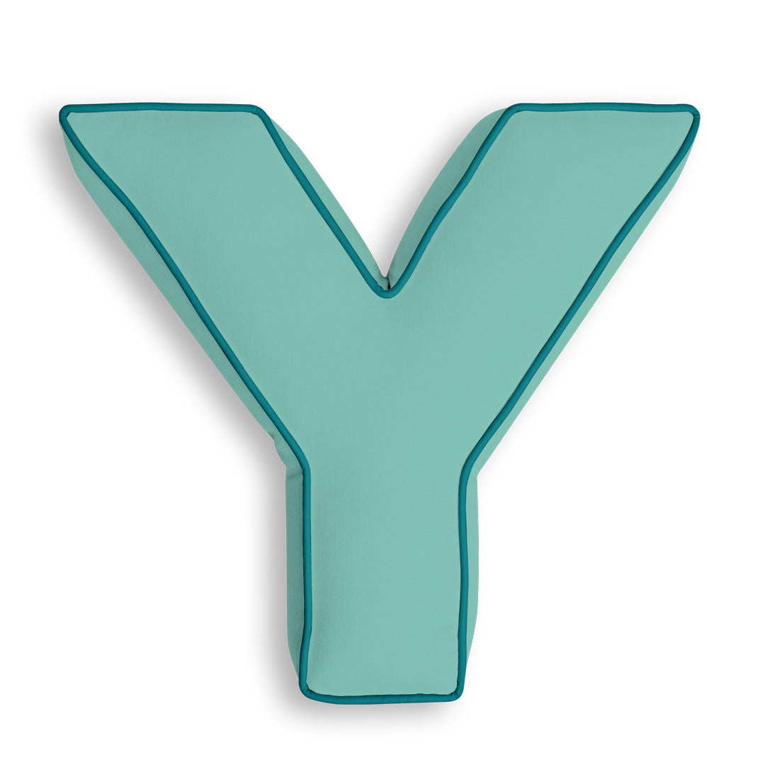 Personalised Letter Cushion 'Y' in Soft Teal