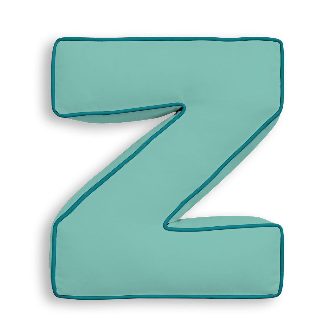 Personalised Letter Cushion 'Z' in Soft Teal