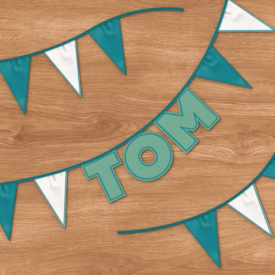 Personalised 3 Letter Name Bunting in Teal