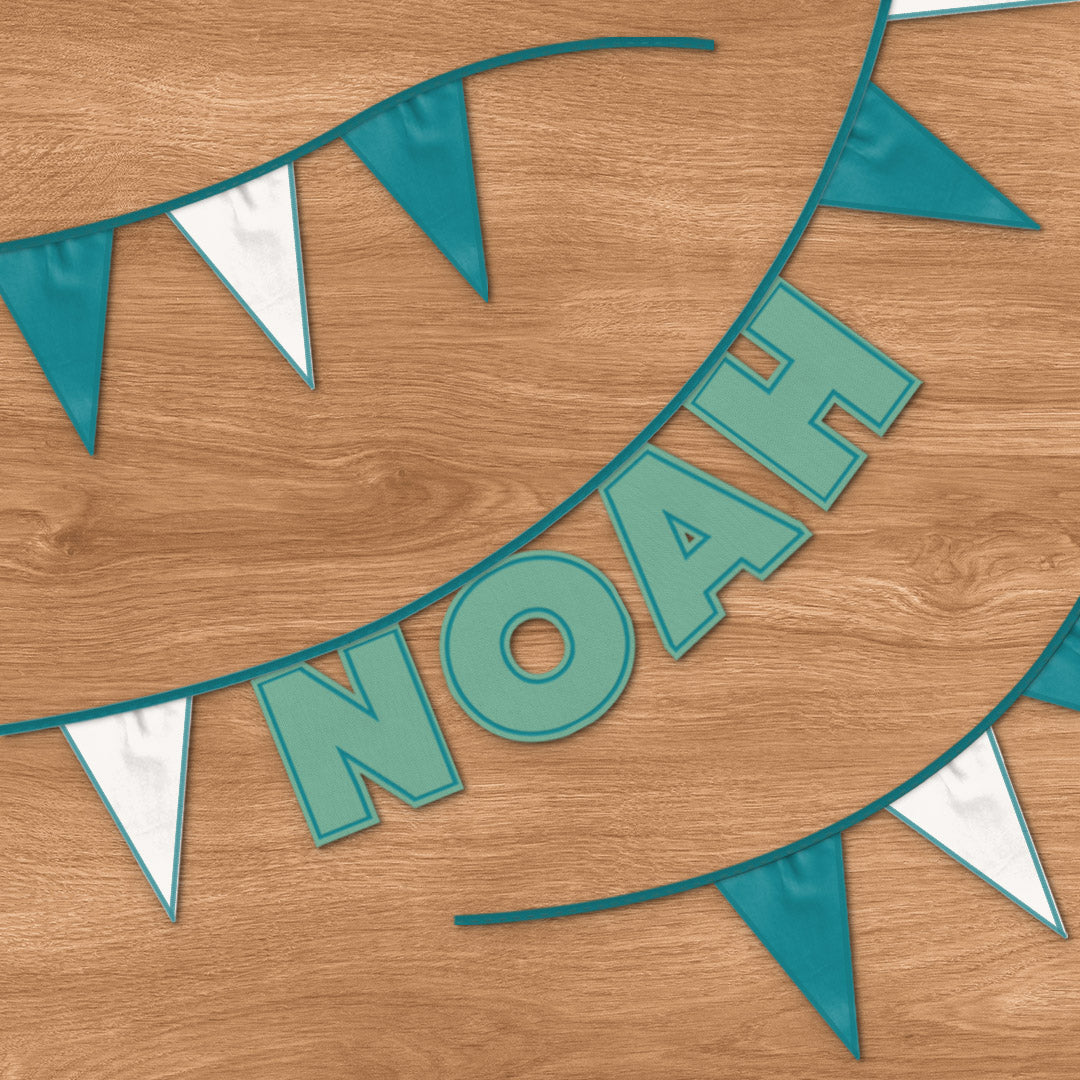Personalised 4 Letter Name Bunting in Teal