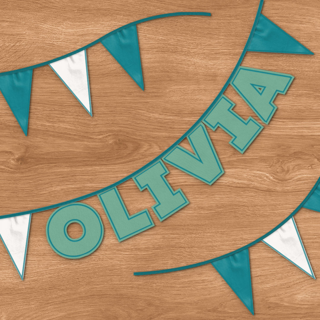 Personalised 6 Letter Name Bunting in Teal