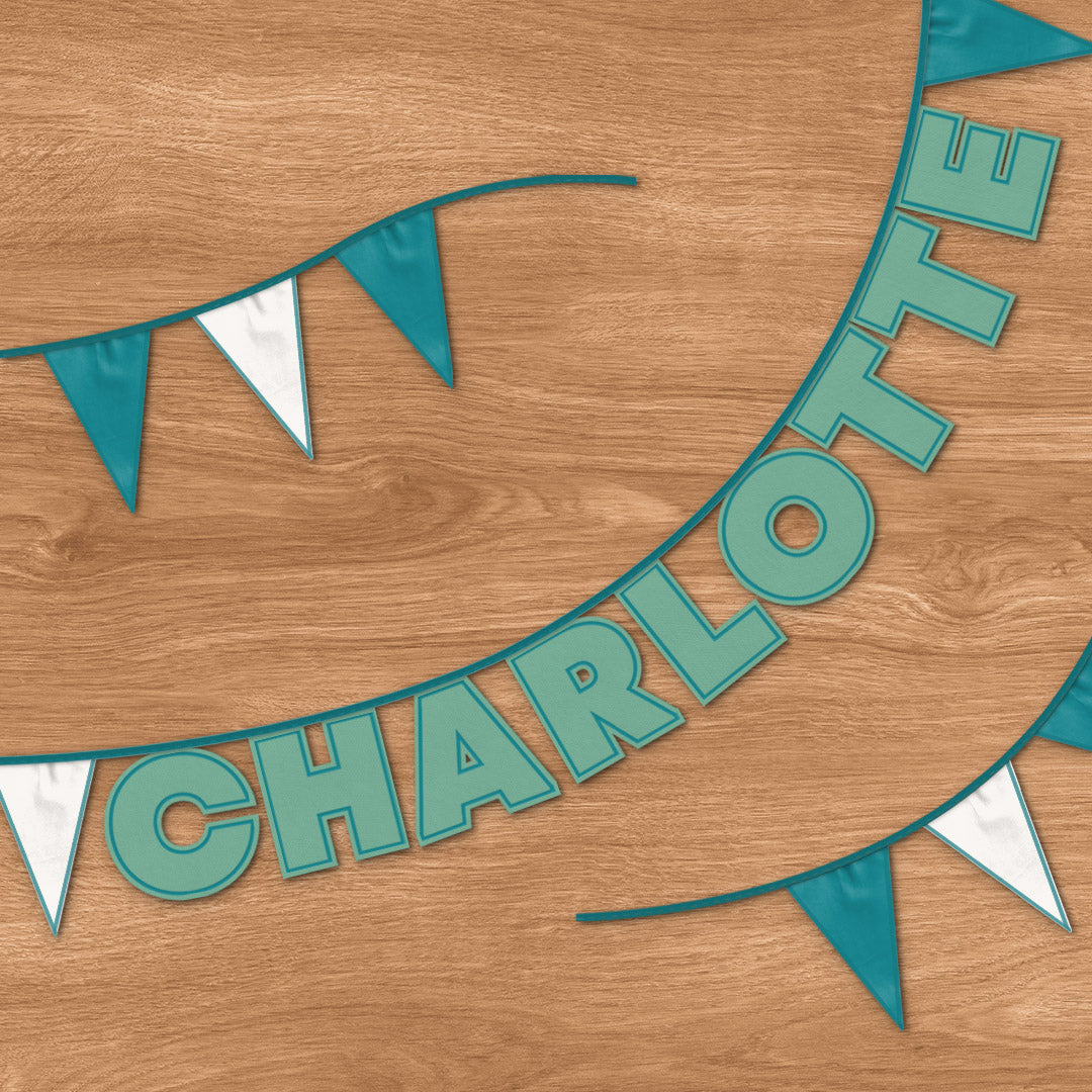 Personalised 9 Letter Name Bunting in Teal