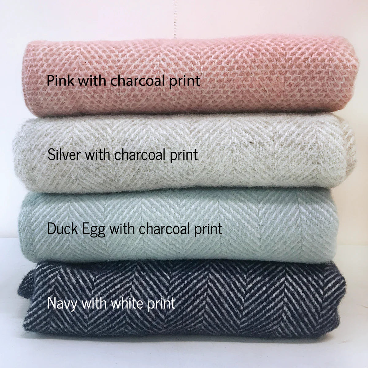 Personalised Wool Blanket in Duck Egg