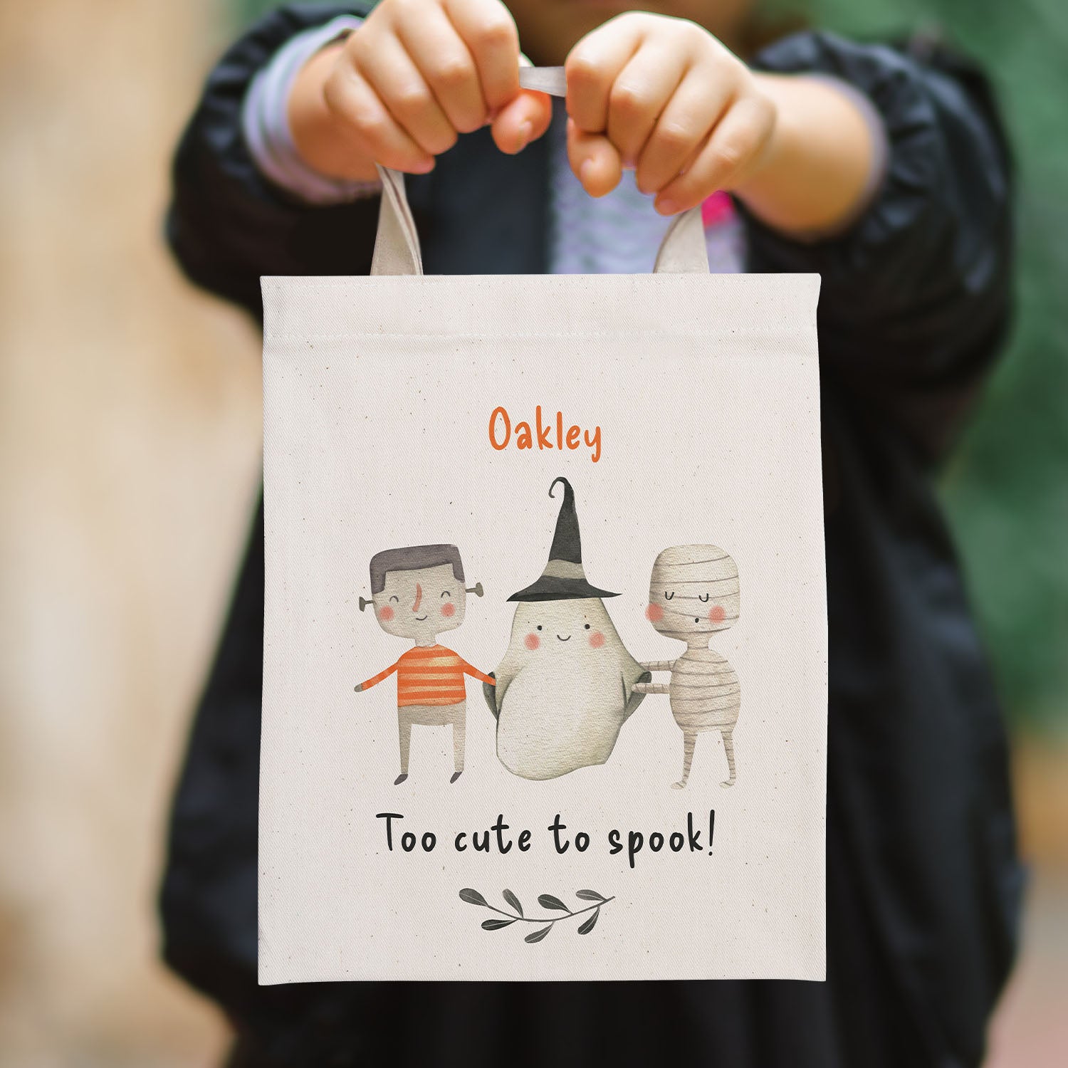 Personalised Halloween Trick or Treat Tote Bag with Monsters