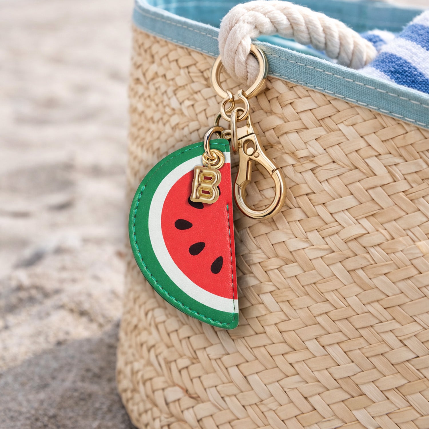 Personalised Watermelon Bag Charm in Vegan Leather