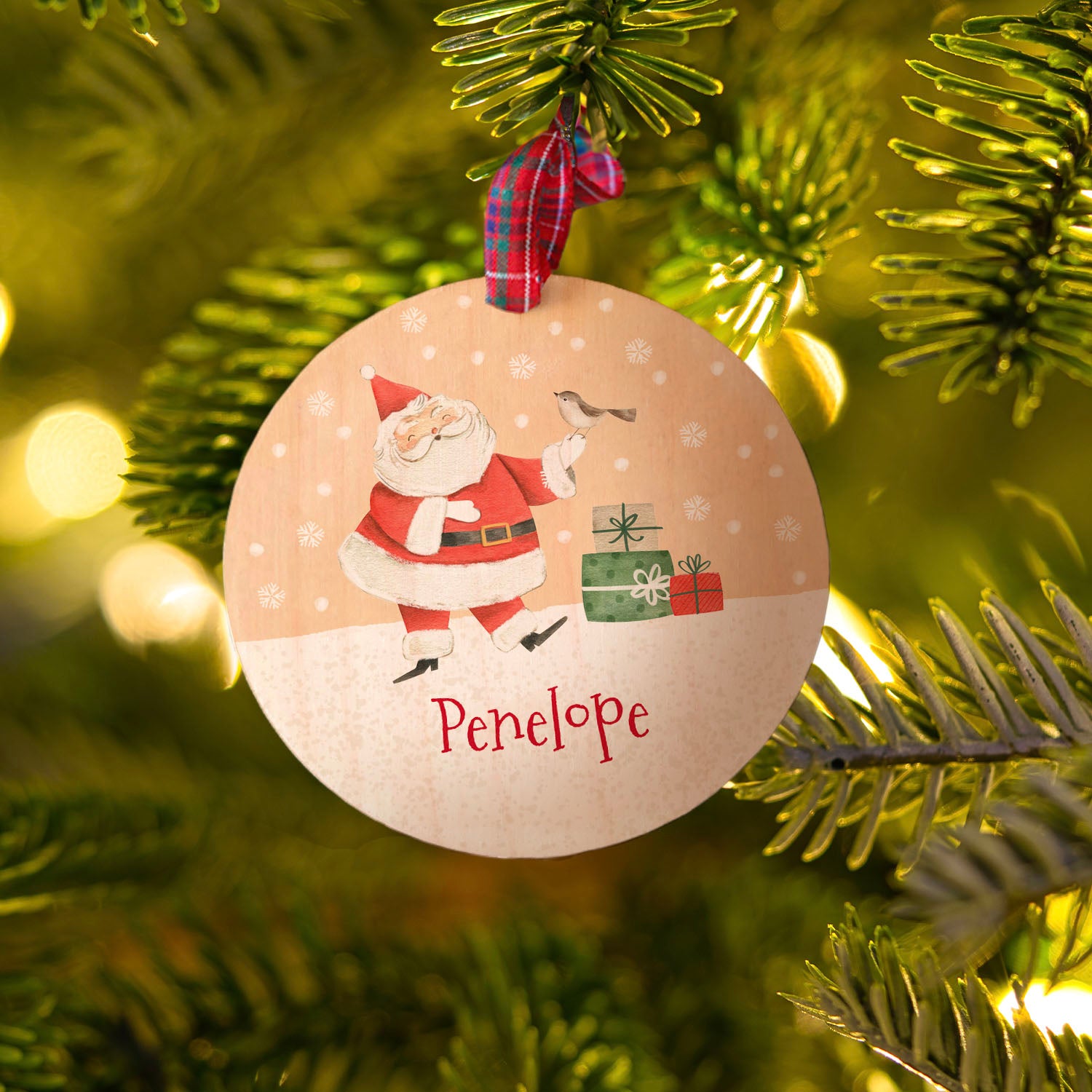 Personalised Santa Christmas Scene Tree Decoration