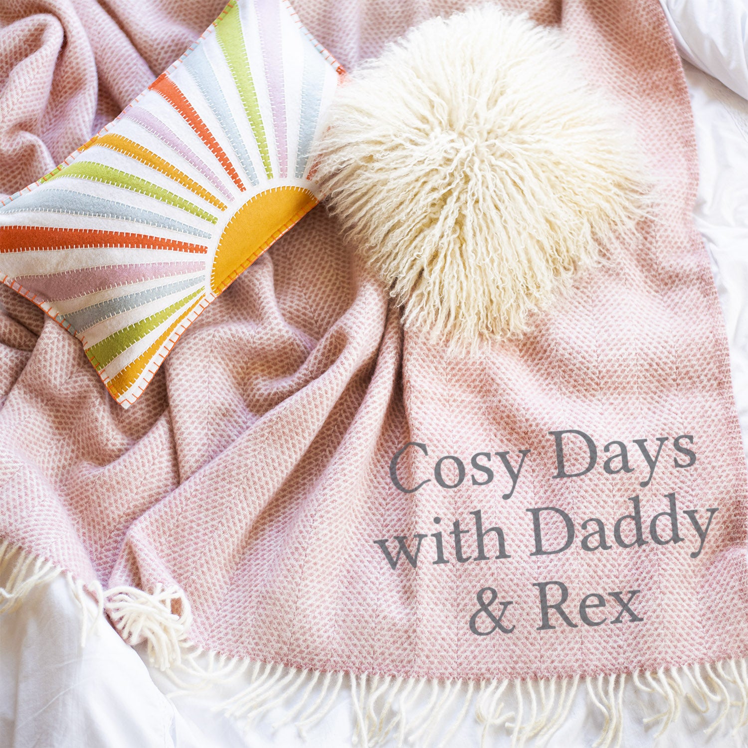 Personalised Wool Blanket in Pink