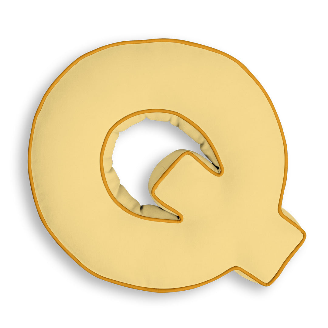 Personalised Letter Cushion 'Q' in Sunshine Yellow