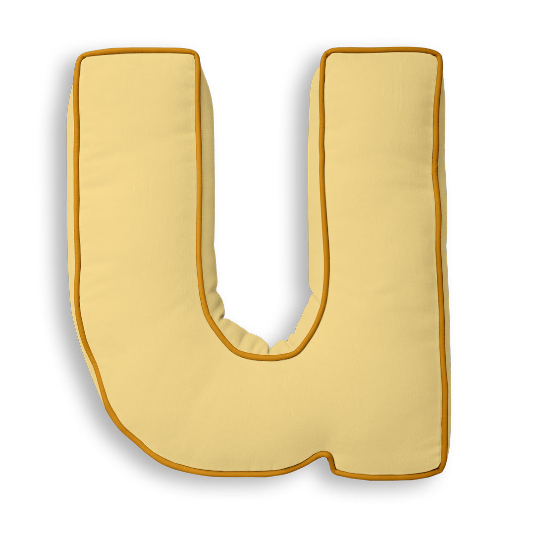Personalised Letter Cushion 'U' in Sunshine Yellow