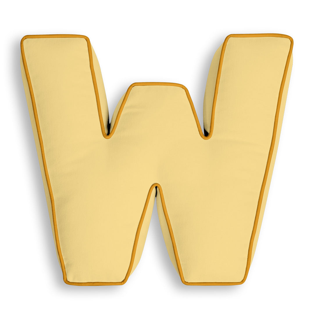 Personalised Letter Cushion 'W' in Sunshine Yellow
