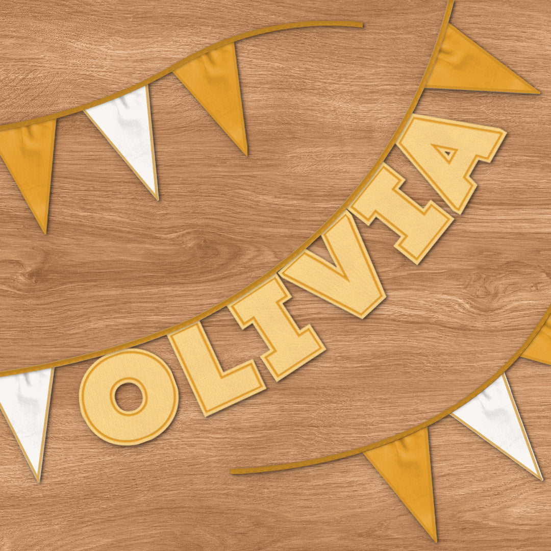 Personalised 6 Letter Name Bunting in Sunshine Yellow