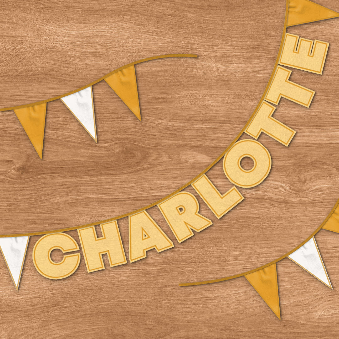 Personalised 9 Letter Name Bunting in Sunshine Yellow