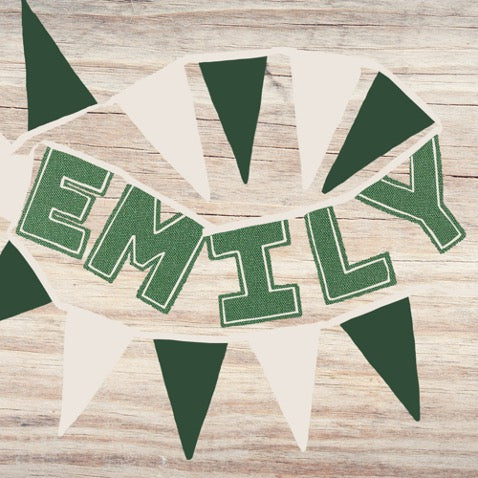 Personalised 9 Letter Name Bunting in Forest Green