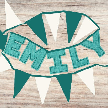 Personalised 10 Letter Name Bunting in Teal