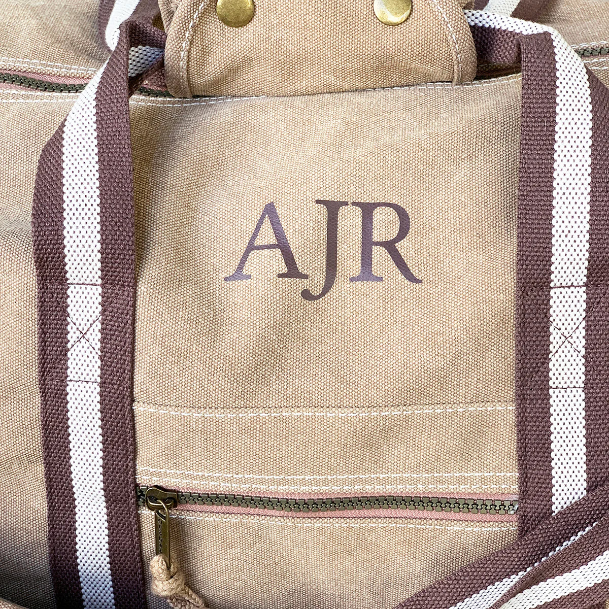Personalised Large Canvas Holdall in Sand