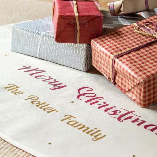 Personalised Christmas Linen Tree Skirt