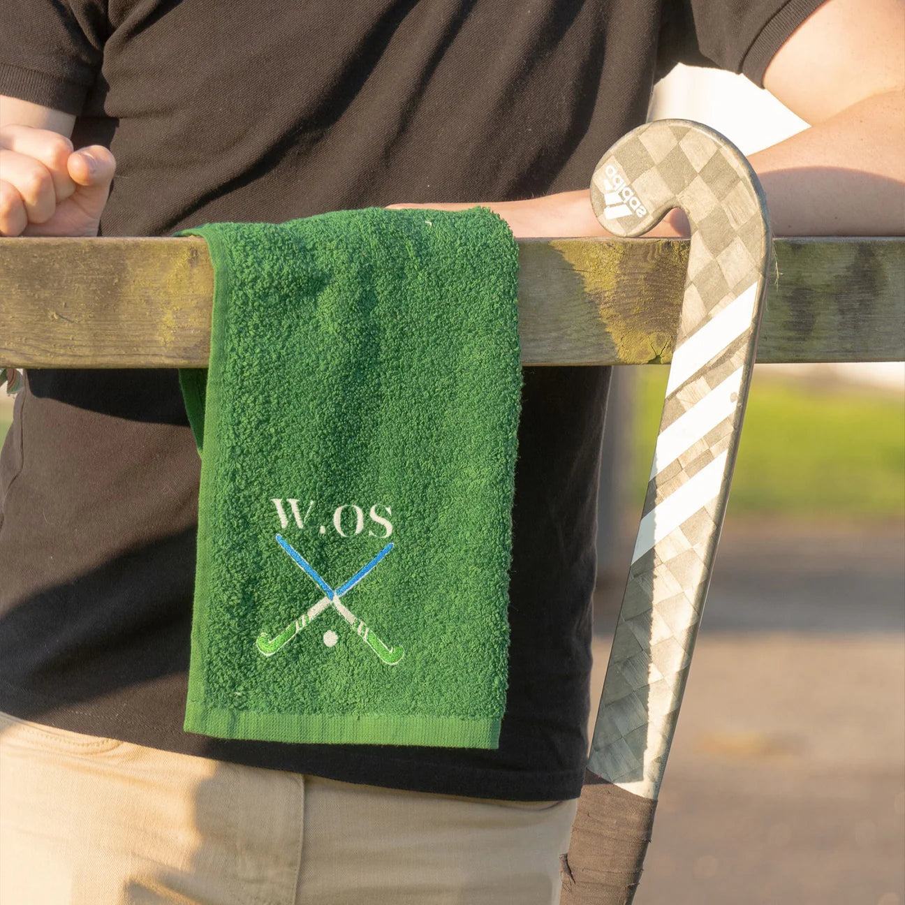 Personalised Embroidered Green Hockey Towel