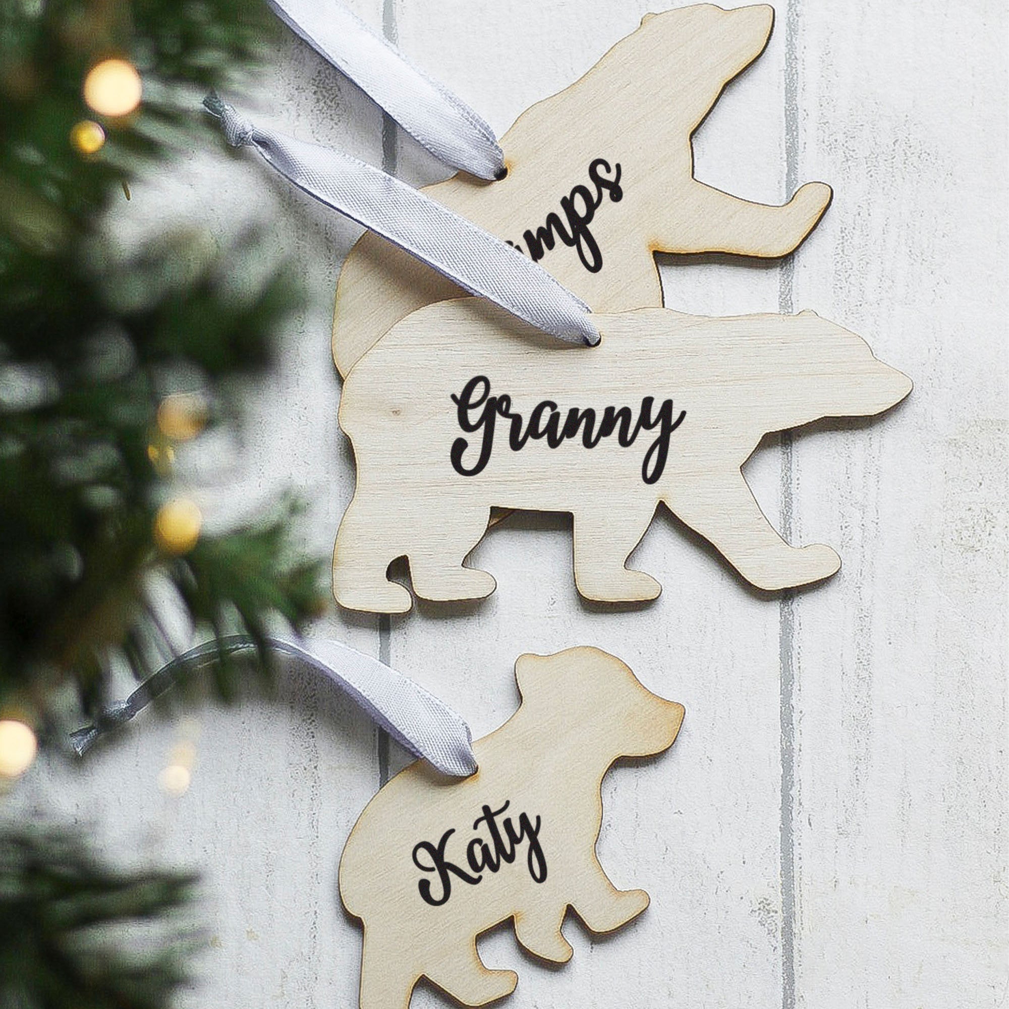 Set of 3 Personalised Family Christmas Decorations