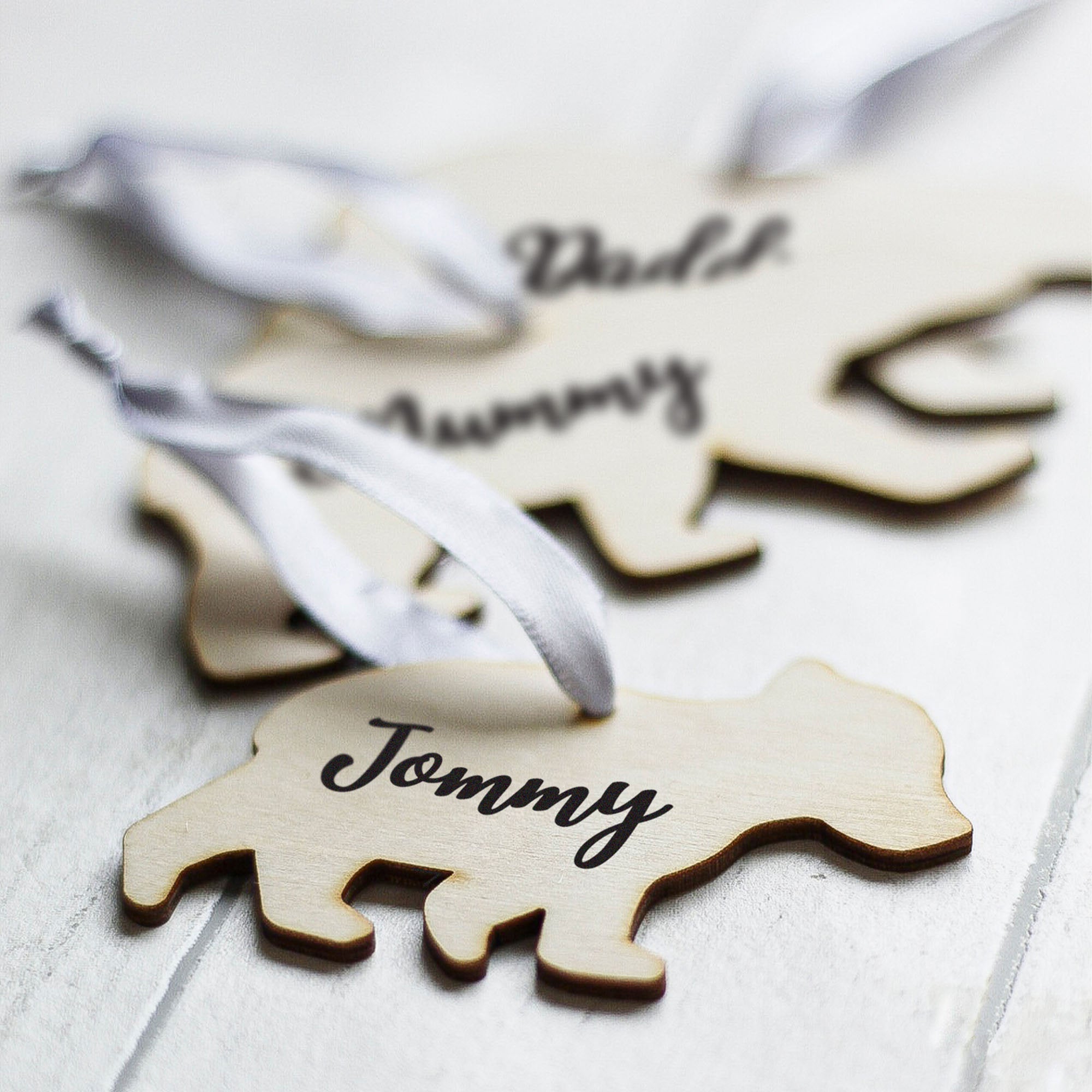 Set of 3 Personalised Family Christmas Decorations