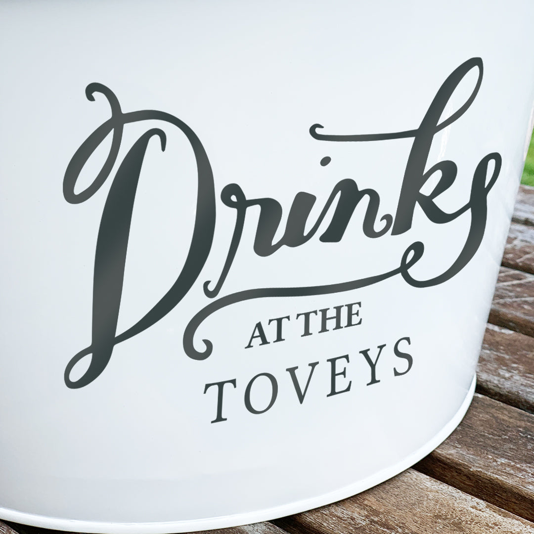 Personalised Beer Bucket White 'Drinks at the'