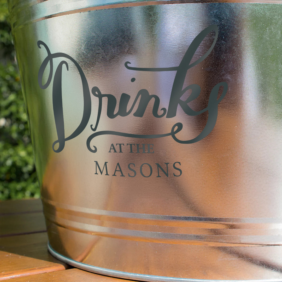 Personalised Beer Bucket Galvanised Steel 'Drinks at the'