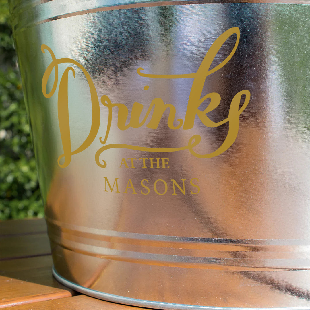 Personalised Beer Bucket Galvanised Steel 'Drinks at the'