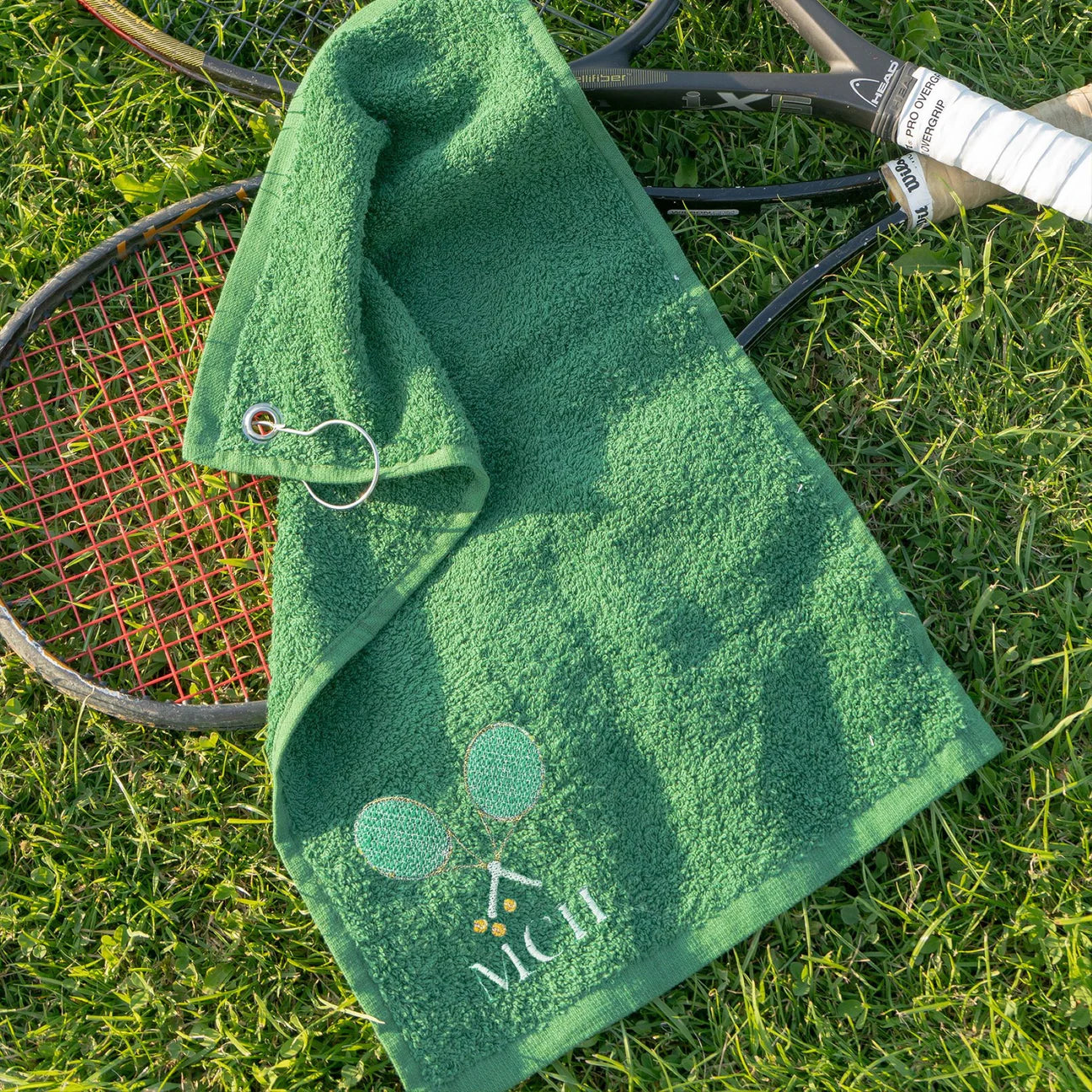 Personalised Embroidered Green Tennis Towel